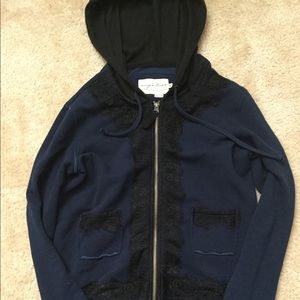 Evystree Navy and Black Lace Zipup Hoodie